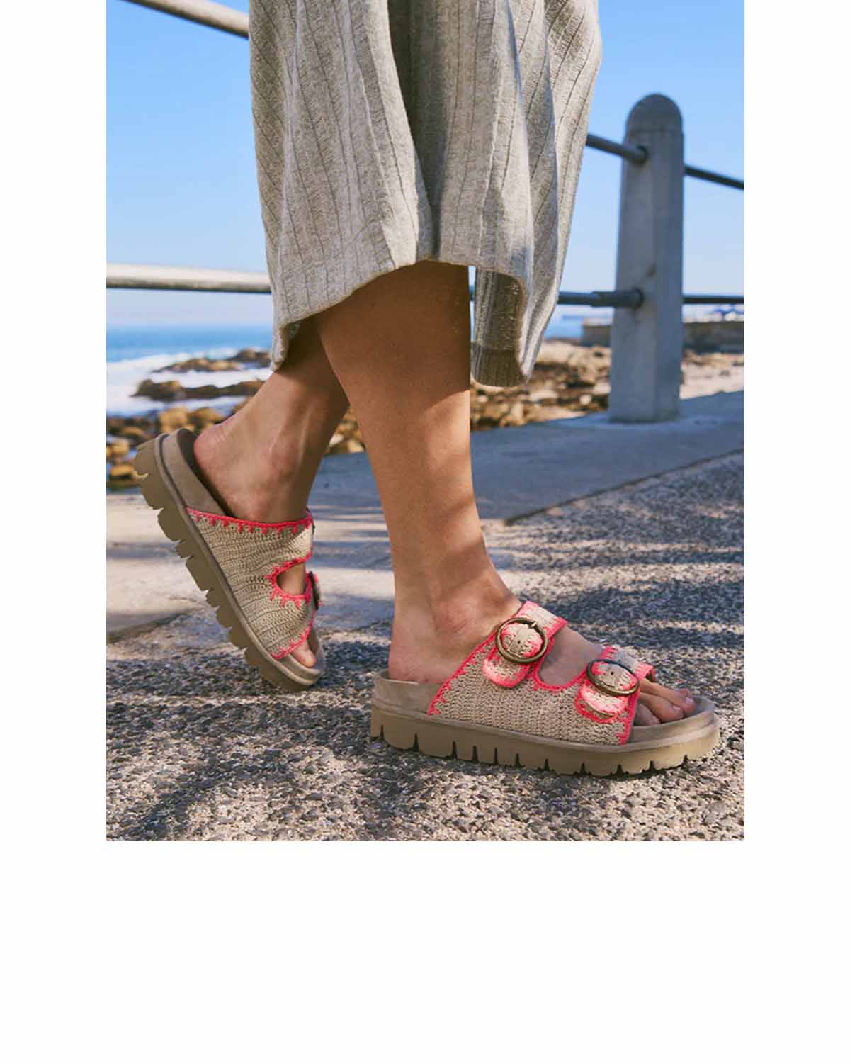 Laidback London Clay Sandal Neon Pink