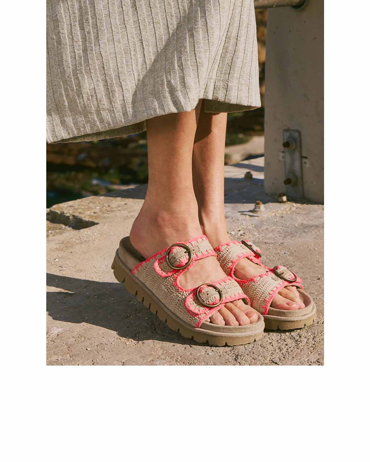 Laidback London Clay Sandal Neon Pink