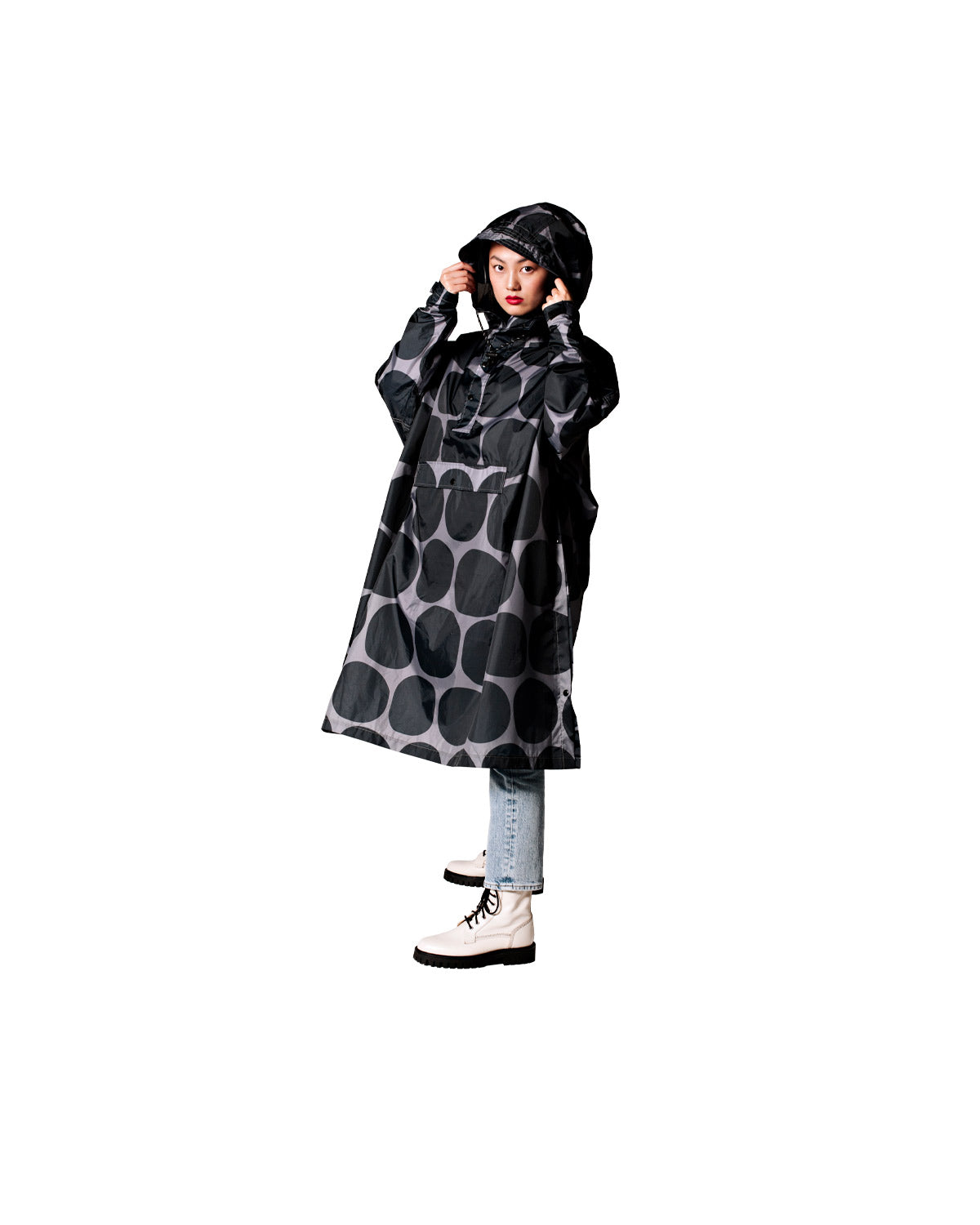 Rainkiss Poncho Black Polka